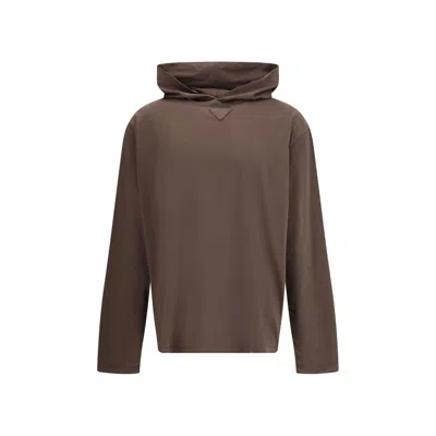 Prada Lightweight Men's Hoodie In Brown