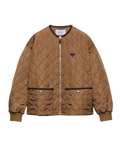 Prada Lightweight Quilted Re-nylon Jacket In Brown