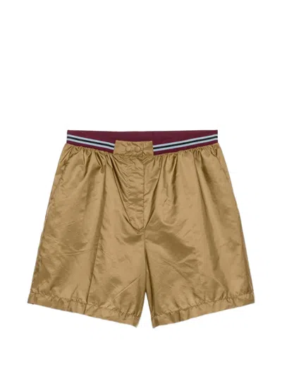 Prada Lightweight Re-nylon Bermuda Shorts In Brown