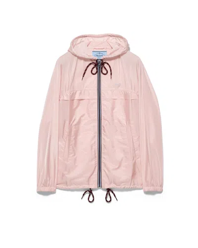 Prada Lightweight Re-nylon Hooded Raincoat In Pink