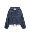 Prada Cropped Re-nylon Hooded Zip Jacket In Blue