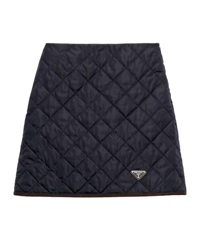Prada Lightweight Re-nylon Miniskirt In Navy