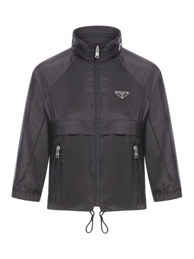 Prada Lightweight Re-nylon Raincoat In Black
