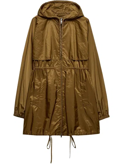 Prada Lightweight Re-nylon Raincoat In Cork Beige