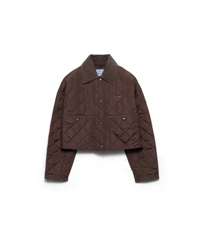 Prada Lightweight Re-nylon Cropped Blouson Jacket In Brown