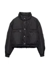 Prada Lightweight Re-nylon Cropped Down Jacket In 블랙
