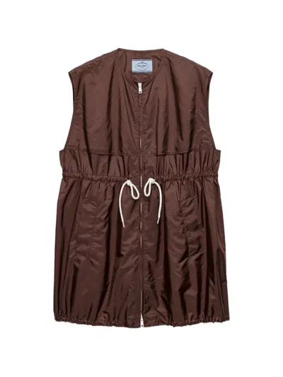 Prada Lightweight Re-nylon Mini-dress In Brown