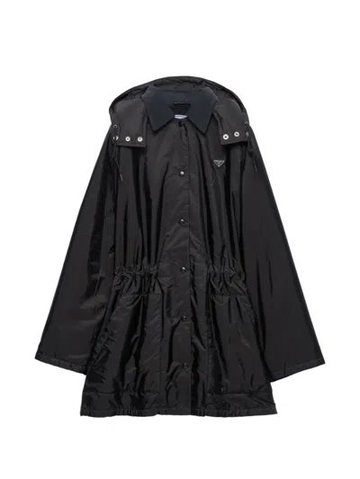 Prada Light-weight Re-nylon Waterproof Parka In Black