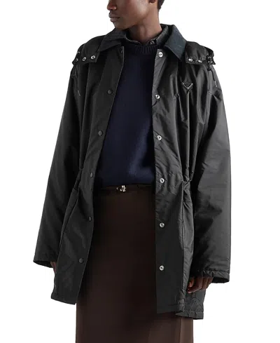 Prada Light-weight Re-nylon Waterproof Parka In Black