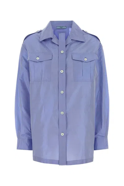 Prada Lightweight Taffeta Shirt In Blue