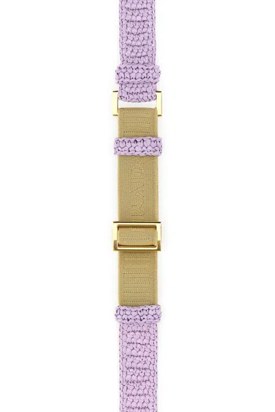 Prada Lilac Raffia Belt In Gold
