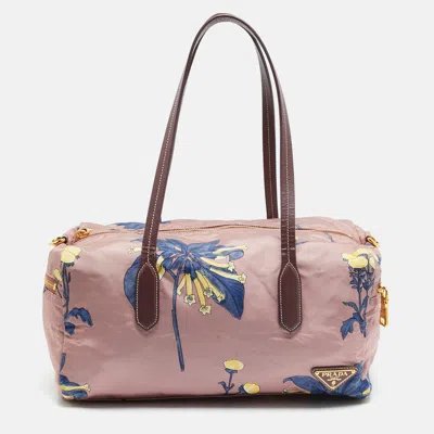 Pre-owned Prada Lilac/multicolor Faille Nylon Satchel