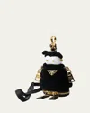 Prada Soft Robot Re-nylon Bag Pendant In Nero