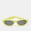 Prada Pr 26zsf Logo Beveled Acetate Oval Sunglasses In Green