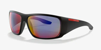 Pre-owned Prada Line Rossa Sps 04ys Matte Black/dark Grey (1bo-06f) Sunglasses In Gray