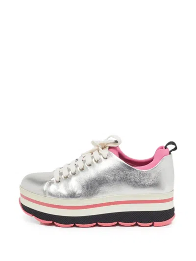 Pre-owned Prada Linea Platform Sneakers In Silver