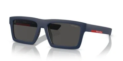 Pre-owned Prada Linea Rossa 02zsu Sunglasses Mag06f Matte Blue Dark Grey Lens Authentic In Gray