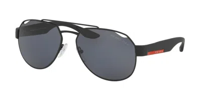 Pre-owned Prada Linea Rossa 04vs Matte Black/grey Blue Red Mirrored (1bo-9q1) Sunglasses In Gray