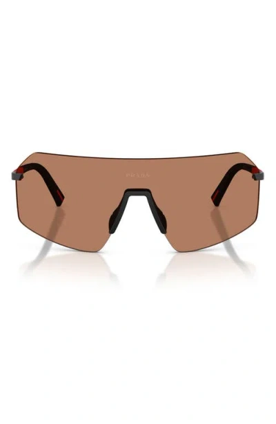 Prada Linea Rossa 136mm Shield Sunglasses In Brown