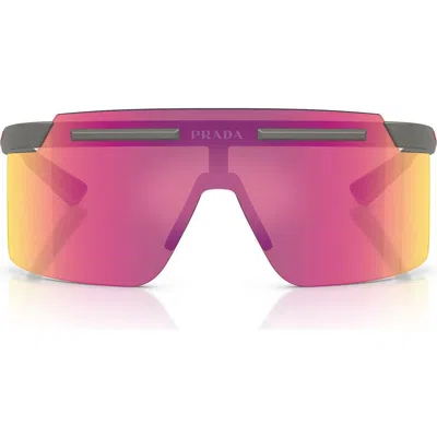 Prada Linea Rossa 140mm Polarized Shield Sunglasses In Pink