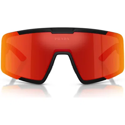 Prada Linea Rossa 144mm Shield Sunglasses In Brown