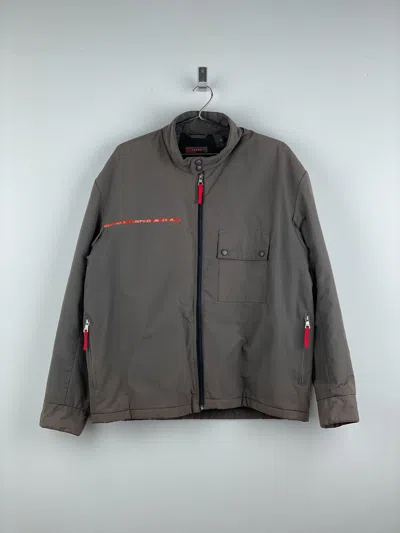 Pre-owned Prada Linea Rossa 2000s Red Tab Cargo Jacket In Gray