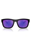 Prada Linea Rossa 53mm Mirrored Pillow Sunglasses In Matte Black