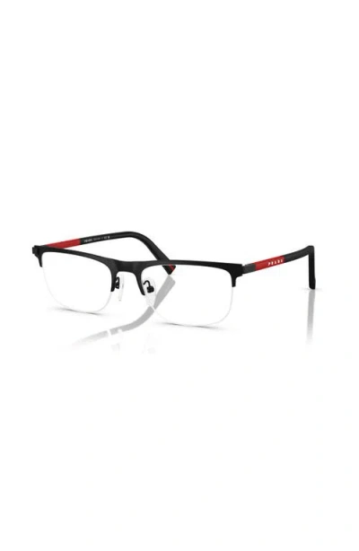 Prada Linea Rossa 53mm Rectangle Optical Glasses In Black
