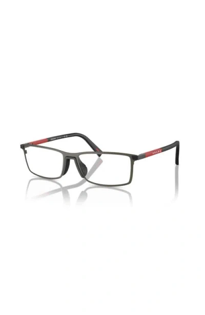 Prada Linea Rossa 53mm Rectangle Optical Glasses In Gray