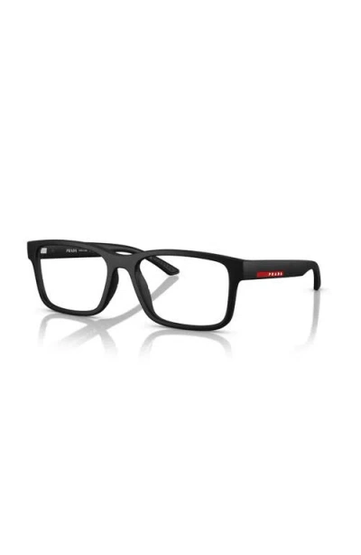 Prada Linea Rossa 54mm Rectangle Optical Glasses In Black
