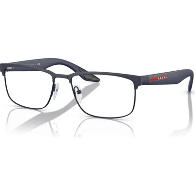Prada Linea Rossa 54mm Rectangle Optical Glasses In Blue