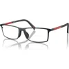 Prada Linea Rossa 55mm Rectangle Optical Glasses In Black