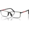 Prada Linea Rossa 55mm Rectangle Optical Glasses In Black