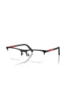 Prada Linea Rossa 55mm Rectangle Optical Glasses In Black