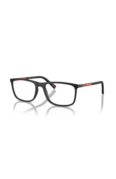 Prada Linea Rossa 55mm Rectangle Optical Glasses In Black
