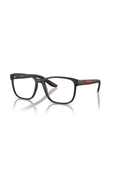 Prada Linea Rossa 55mm Rectangle Optical Glasses In Black