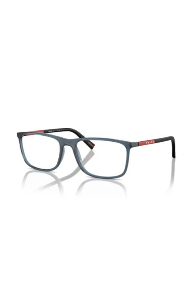 Prada Linea Rossa 55mm Rectangle Optical Glasses In Gray