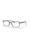 Prada Linea Rossa 55mm Rectangle Optical Glasses In Gray