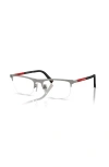 Prada Linea Rossa 55mm Rectangle Optical Glasses In Metallic