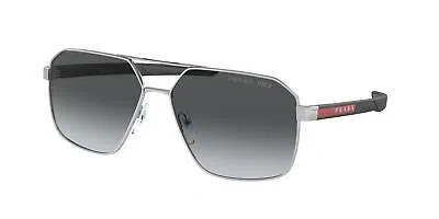 Pre-owned Prada Linea Rossa 55ws Sunglasses 1bc06g Silver 100% Authentic In Polar Grey Gradient