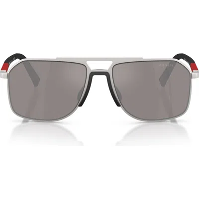 Prada Linea Rossa 56mm Pilot Sunglasses In Gray