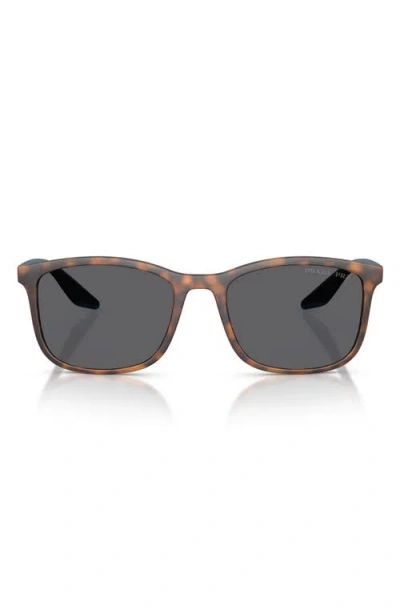 Prada Linea Rossa 56mm Polarized Pillow Sunglasses In Metallic