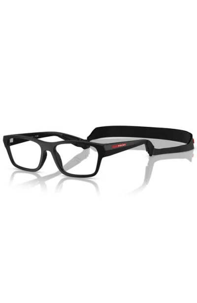 Prada Linea Rossa 56mm Rectangle Optical Glasses In Black