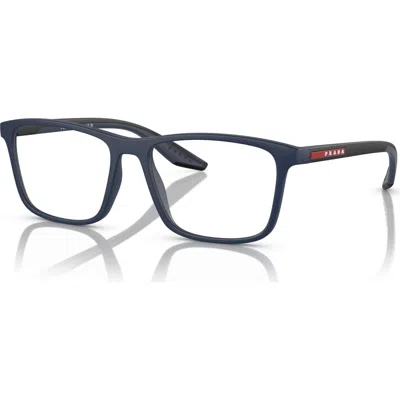 Prada Linea Rossa 56mm Rectangle Optical Glasses In Blue