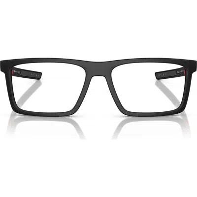 Prada Linea Rossa 56mm Rectangular Optical Frames In Matte Black