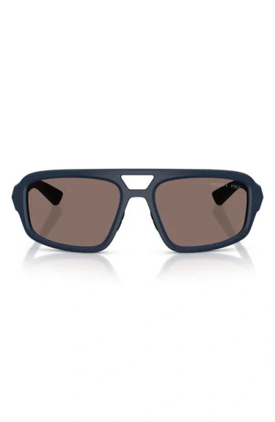 Prada Linea Rossa 57mm Polarized Irregular Sunglasses In Brown