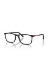 Prada Linea Rossa 57mm Rectangle Optical Glasses In Black
