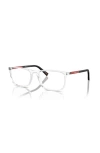 Prada Linea Rossa 57mm Rectangle Optical Glasses In Brown