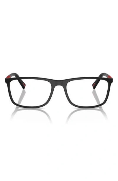 Prada Linea Rossa 57mm Rectangular Optical Glasses In Black
