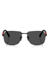 Prada Linea Rossa 57mm Rectangular Sunglasses In Matte Black